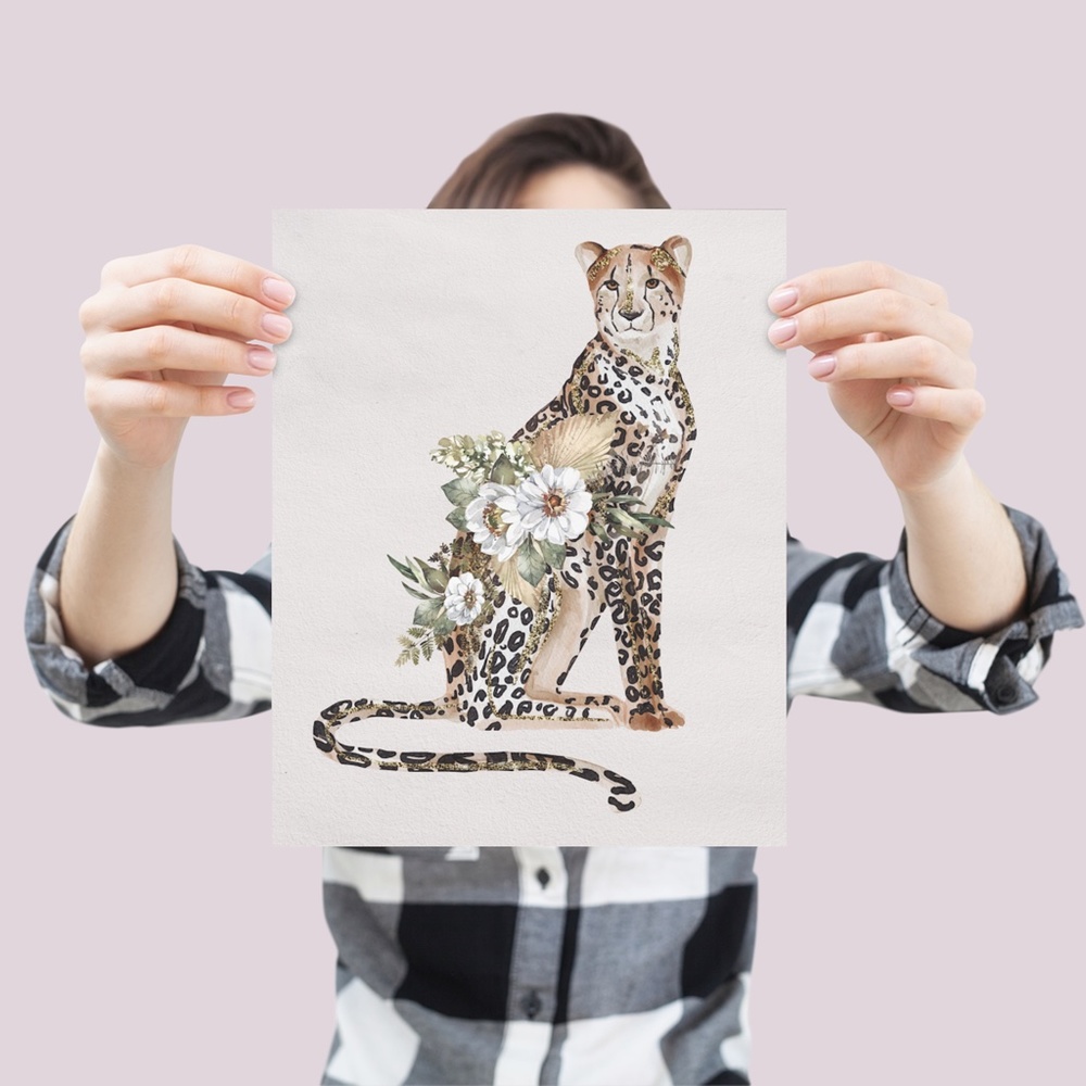Cheetah Watercolor Illustration Wall Art Print Poster Unframed - Picture 7 of 16
